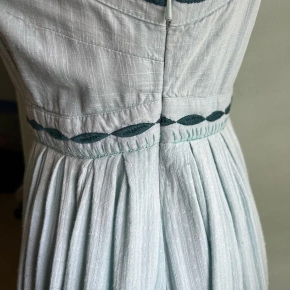 Free People Womens Green Sleeveless Dress Birds Pleated Lined - Picture 6 of 11